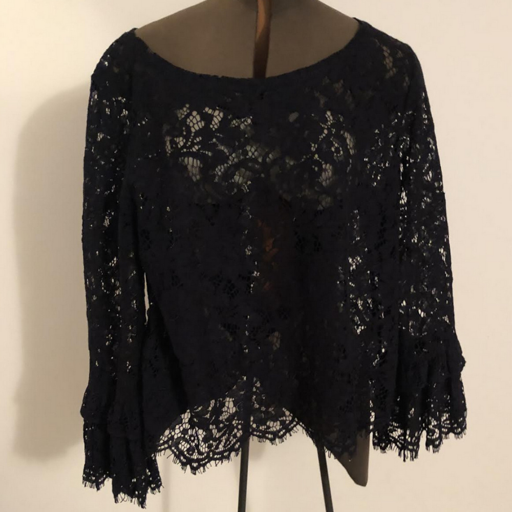 Club Monaco black lace short blouse